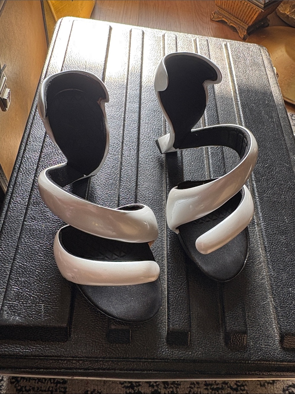 White Spiral Strap High-Heel Sandals